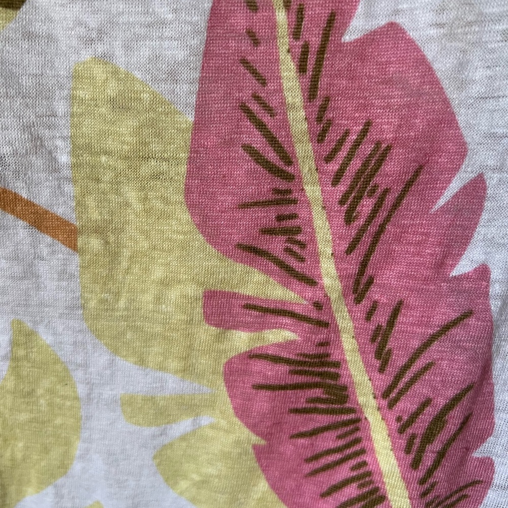 Cynthia Rowley Linen Tropical Palm Print Boxy Top Size XL - Picture 4 of 8